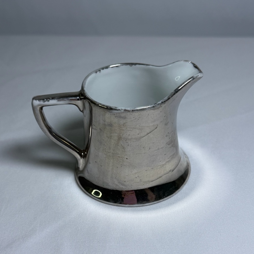 Antique Silver Imperial Austria PSL Porcelain Creamer Pitcher Vintage Art Deco